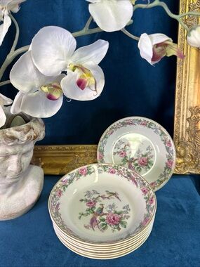 Set Of 8 Johnson Brothers England Chelsea Bird Rose Cereal Soup Bowls EUC 7.5”